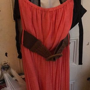 Simple high low dress with belt